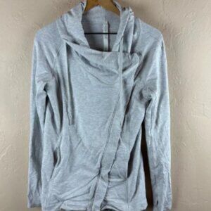 Lululemon Athletica Cowl Neck Gray Asymmetrical Zip Jacket Women’s size 4